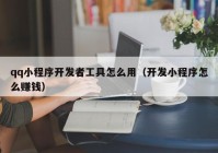 qq小程序开发者工具怎么用（开发小程序怎么赚钱）