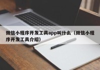 微信小程序开发工具app叫什么（微信小程序开发工具介绍）