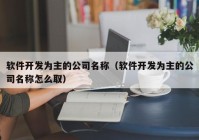 软件开发为主的公司名称（软件开发为主的公司名称怎么取）