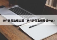 软件开发监理资质（软件开发监理要做什么）