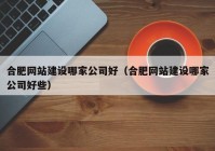 合肥网站建设哪家公司好（合肥网站建设哪家公司好些）