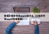 微信小程序开发appid是什么（小程序开发appid在哪里看）