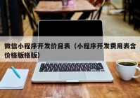 微信小程序开发价目表（小程序开发费用表含价格版格版）