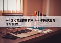 seo优化快速排名技术（seo排名优化是什么意思）