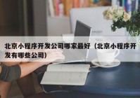 北京小程序开发公司哪家最好（北京小程序开发有哪些公司）