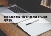 泰州小程序开发（泰州小程序开发naer华网天下）