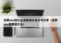 谷歌seo优化必须要懂代码才可以拿（谷歌seo需要做什么）