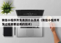 微信小程序开发用到什么技术（微信小程序开发过程需要运用的技术）