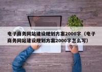 电子商务网站建设规划方案2000字（电子商务网站建设规划方案2000字怎么写）