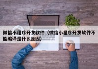 微信小程序开发软件（微信小程序开发软件不能编译是什么原因）