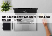 微信小程序开发用什么语言编程（微信小程序开发使用什么语言）