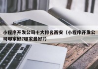 小程序开发公司十大排名西安（小程序开发公司哪家好?哪家最好?）